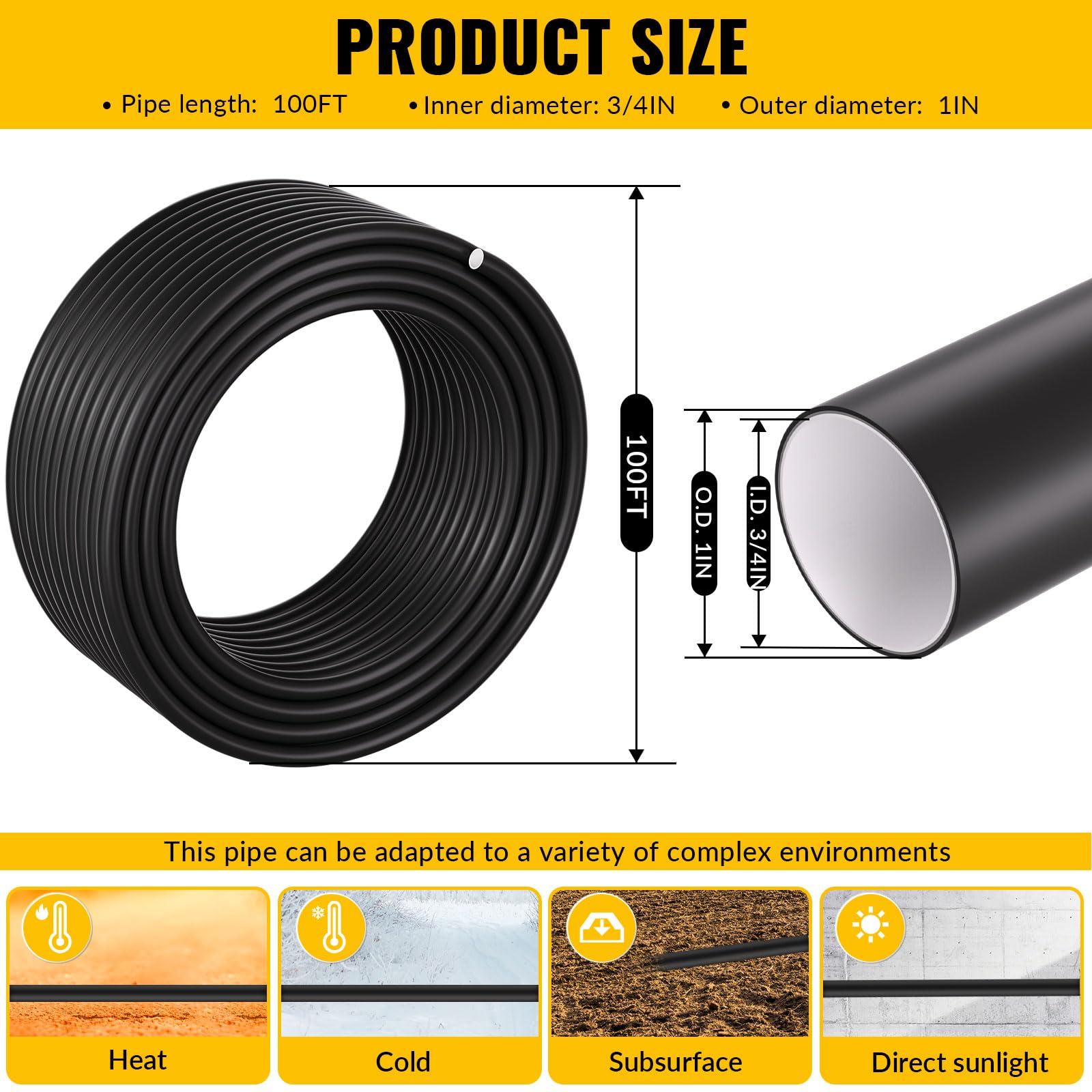 Shop - Kit de línea de aire, sistema de tuberías de aire comprimido negro de 3/4 pulgadas x 100 pies, tubos de polietileno de alta densidad y bloques de salida de aluminio, kit de tubos de línea de