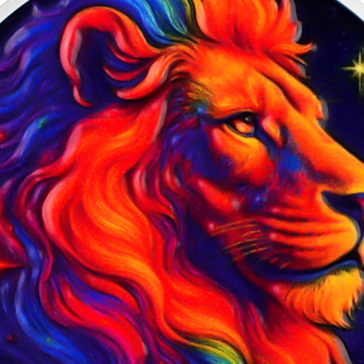 Zodiac Challenge Coin Engraved Horoscope Token, Colorful Constellation Art, Birthday Gift for Men and Women, Zodiac Sign Keepsake Souvenir (Leo)