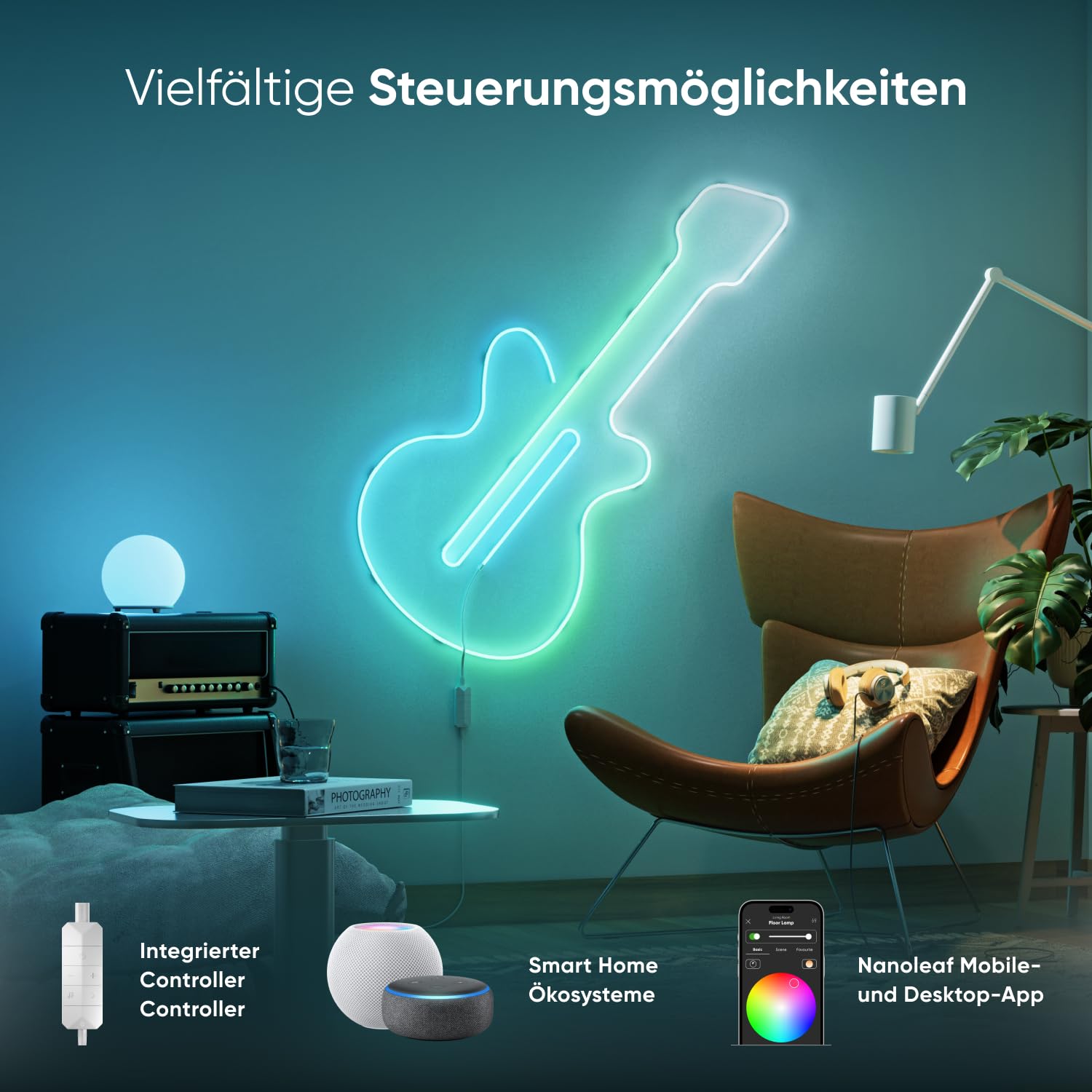 Nanoleaf Matter Neon Rope Streifen 5M, WLAN Biegsamer LED Strip, Musik & Bildschirm Sync, Dynamische Szenen in App, Sprachsteuerung (Funktioniert mit Alexa, Apple, Google)