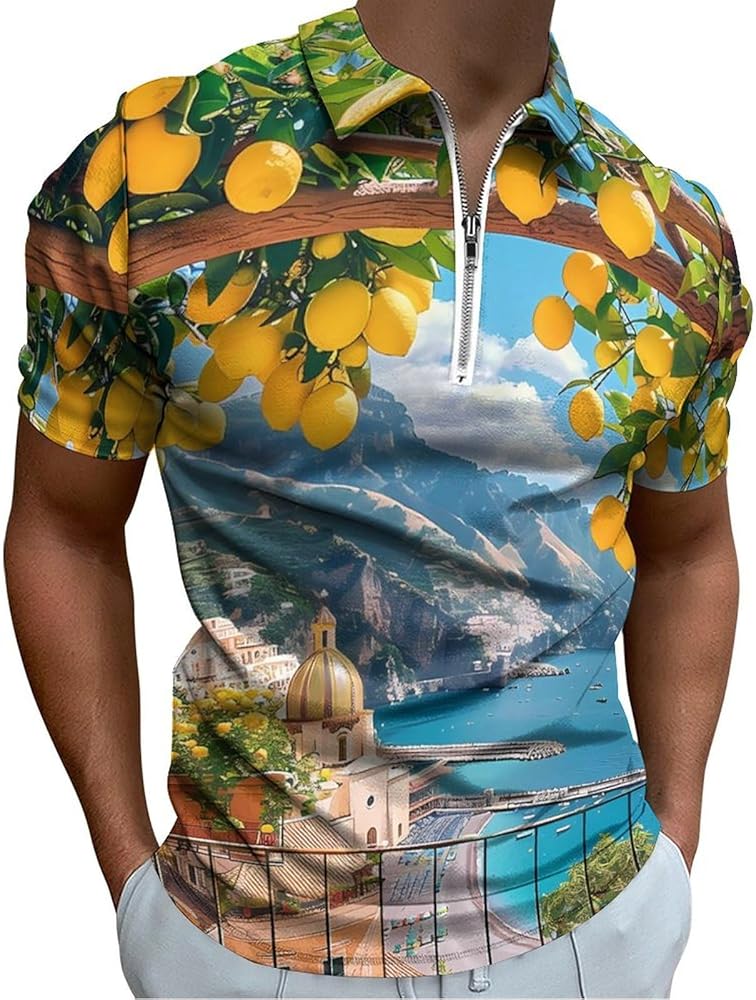 Amazon.com : Italy Amalfi Coast Mens Polo Shirts Quick Dry Short