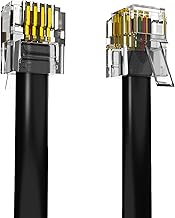 ASNQ High Speed Broadband RJ11 to RJ11 Cable for Landline Telephone, Router, Modem - 3m with OFC Wires and PVC Cover - Internet DSL Cable - Flat, Black