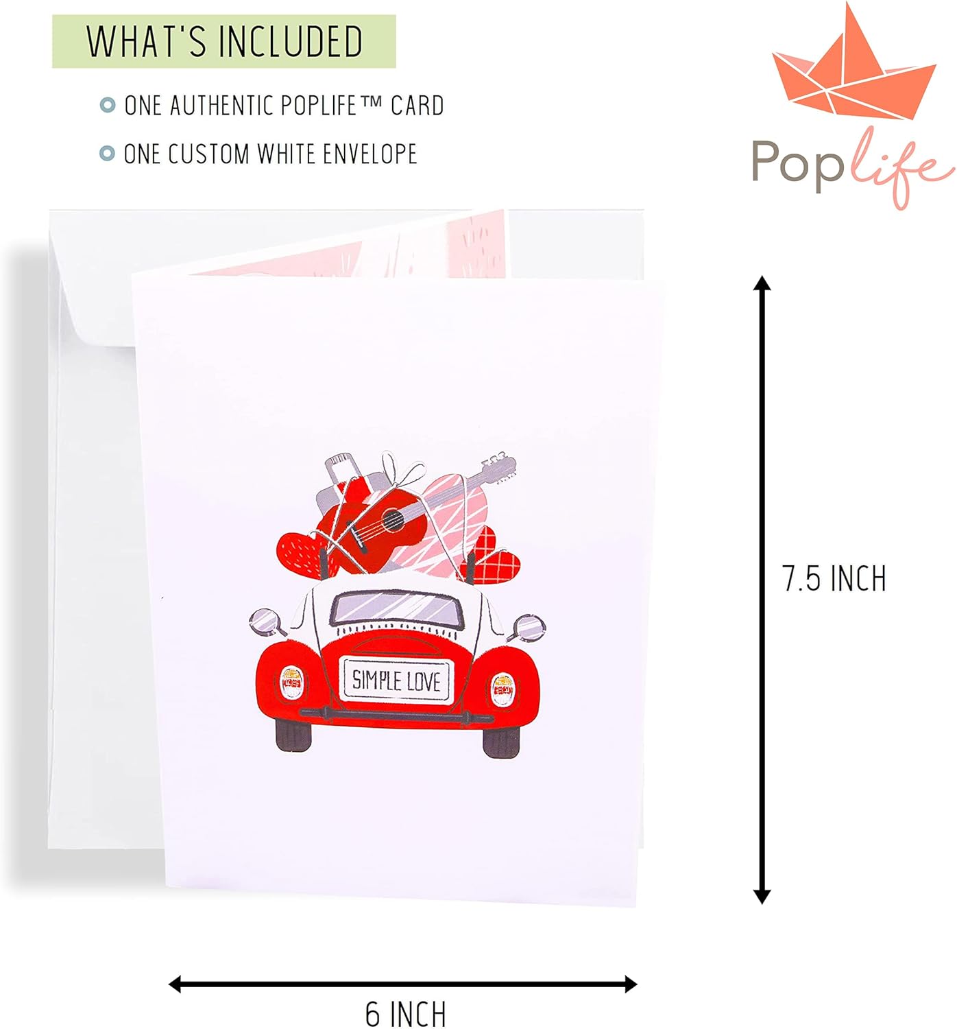 PopLife® Love Bug 3D Pop Up Card – Valentine’s Day & Anniversary Greeting Card with Pink Beetle Car, “Simply Love” Message – Romantic Card for Wife, Girlfriend, Husband - Image 6