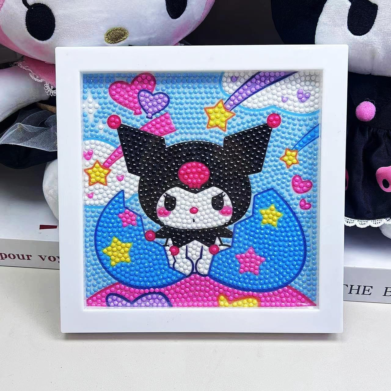 Kikakids DIY Diamond Painting Art Kit for Kids 6.7 inches Cute Kuromi Diamond Painting Art with Plastic Frame DIY Diamond Painting Art Desk Decoration Art Craft Gift for Kids (Mix Cartoon Design)-image-36