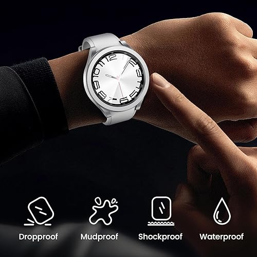 Miniatura 6 de Goton Paquete de 2+2+3 Funda 3 en 1 para Samsung Galaxy Watch 6 Classic de 1.772 pulgadas y protector de pantalla, paquete de 3 protectores de