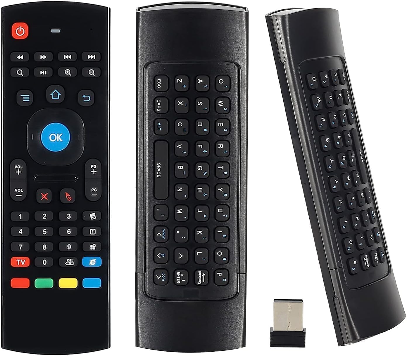 BURAQ Air Mouse Mini Wireless Keyboard Remote Control 2.4G Multifunctional Universal Infrared Learning Air Controller with 3-Gyro and 3-Gsensor, Compatible with Smart TV Box, Mini PC, HTPC