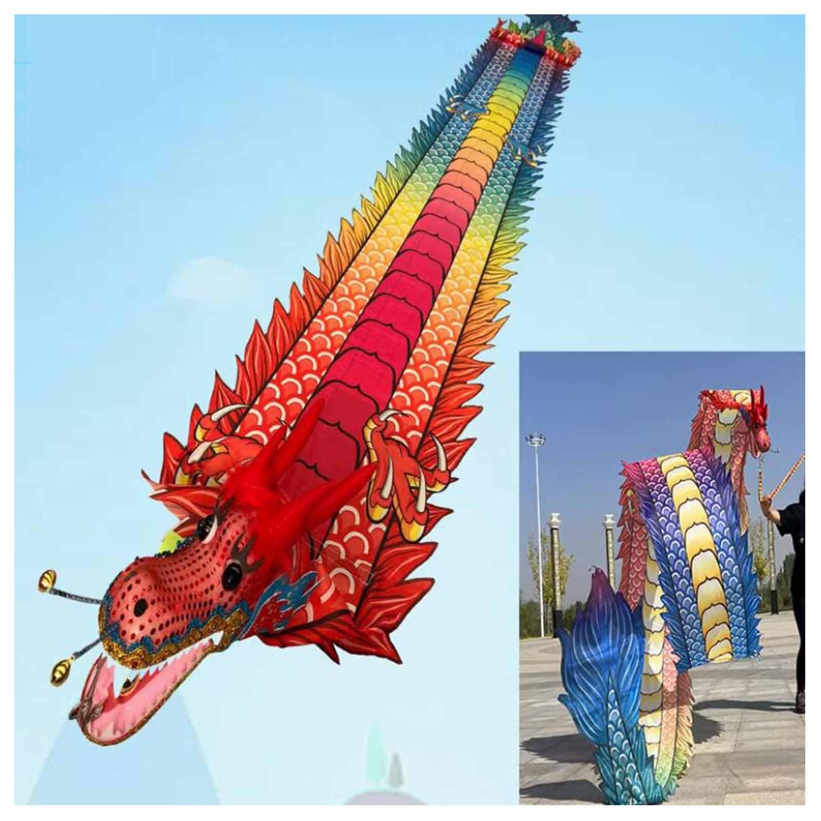 Dragon Ribbon with Head, Park Exercise Dance, Flinging Wu Long Streamer