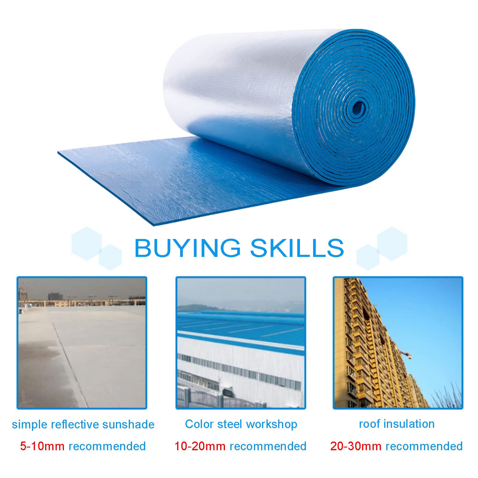 Cotone Isolante Acustico per Auto,Lamina Termoriflettente,Pannello Riflettente Termosifoni,Stuoia Cotone Isolante Autoadesivo,per coperture per Porta Garage Tetto,5mm（THk）,1 * 3M(3m²)