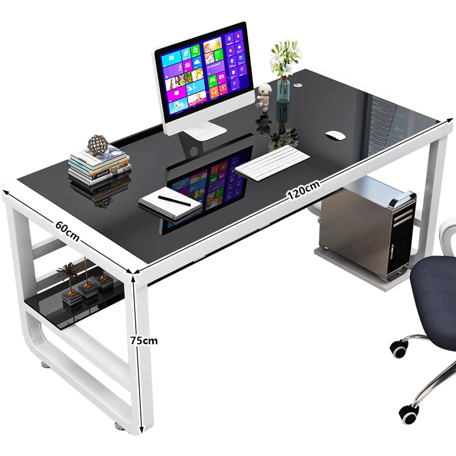 Amazon.com: ALEEIK Tempered Glass Computer Desk with Storage