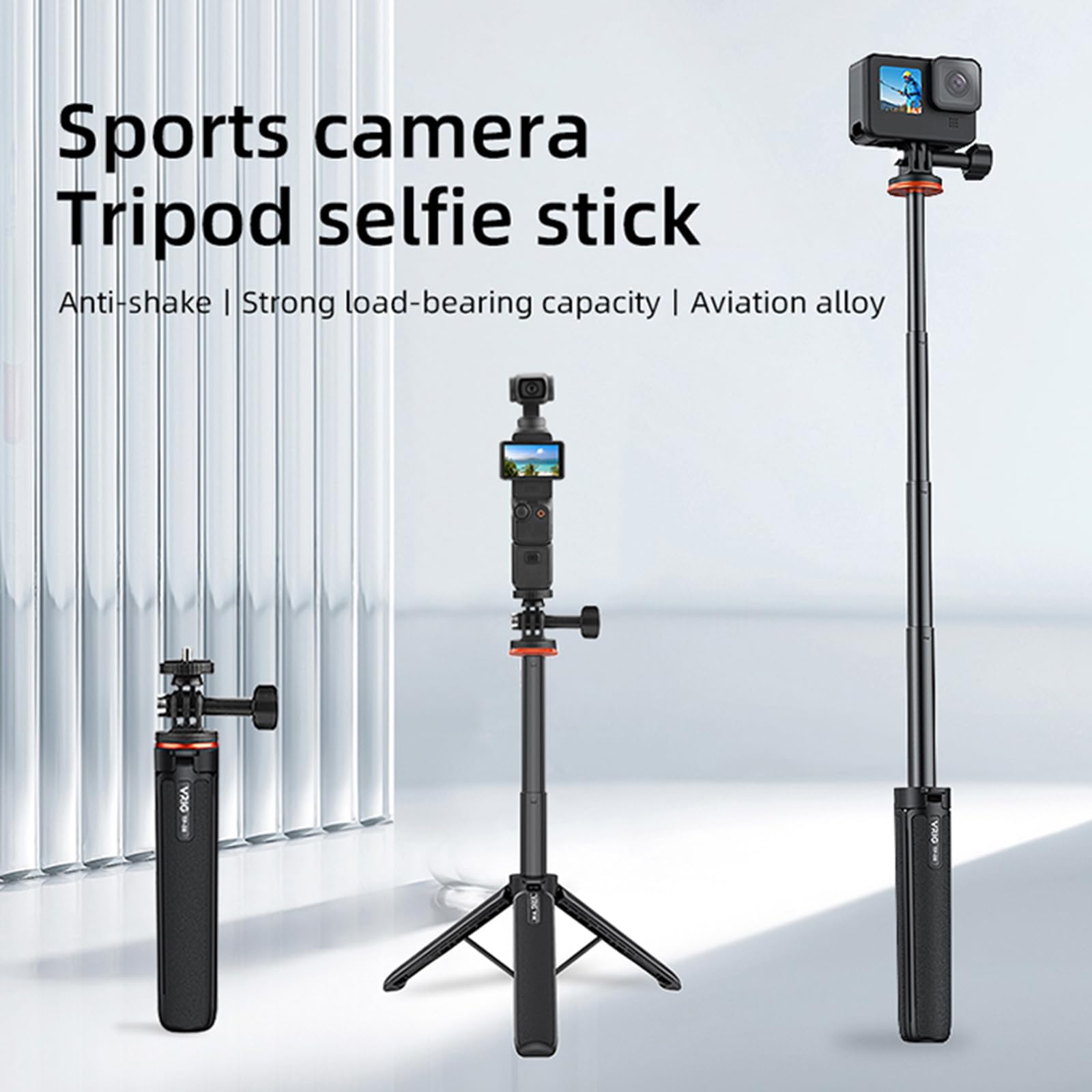 Wysuwany statyw Selfie Stick do DJI OSMO POCKET 3 / Action 4 Regulowany przedłużacz z gimbalem do Insta360 ONE X3 / X2