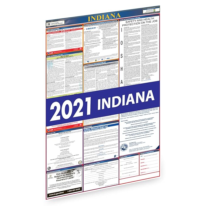 Buy Indiana 2021 Labor Law Poster All in One State and Federal Labor Law Poster for Workplace