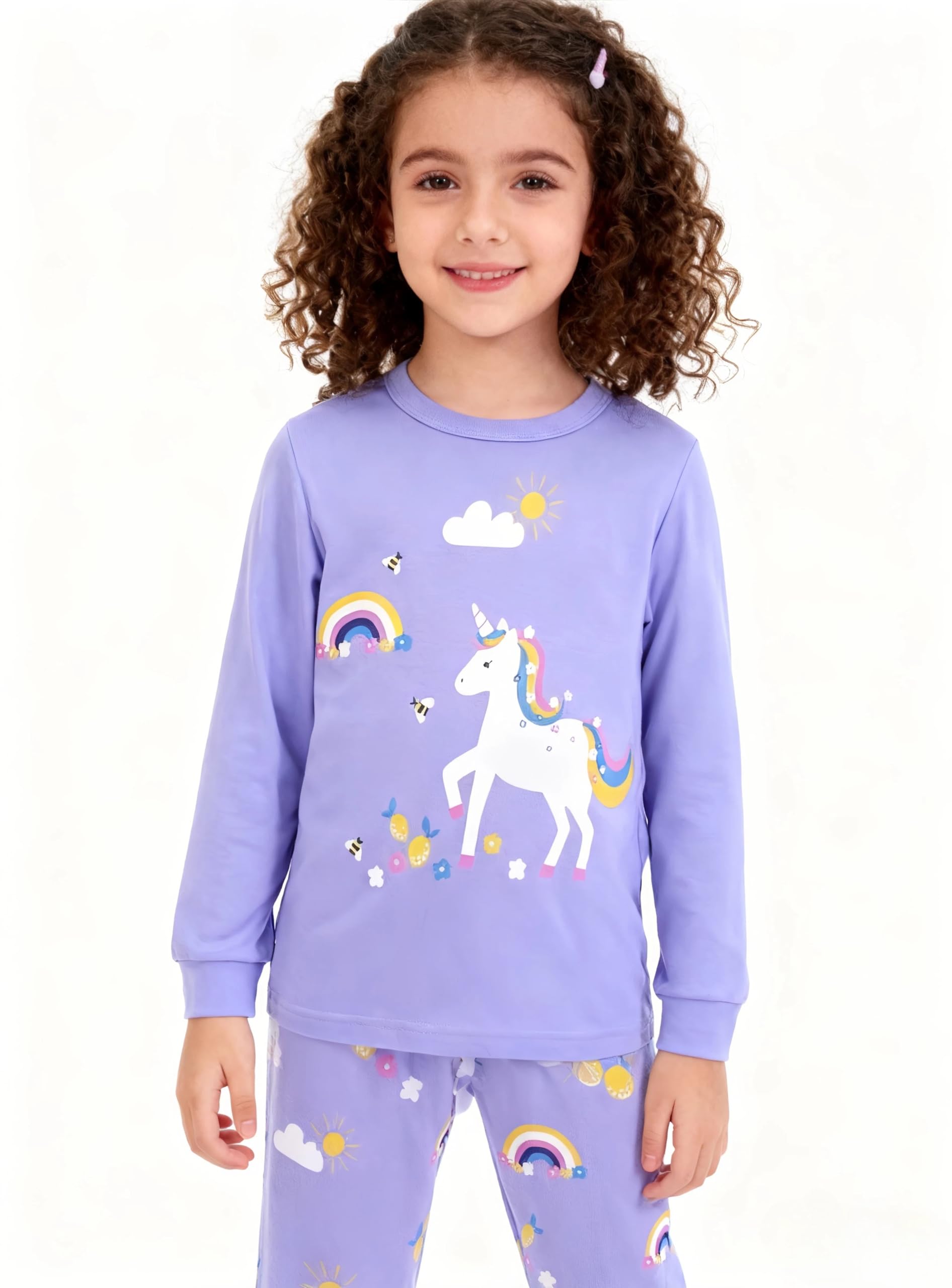 Mädchen Schlafanzüge Langarm Baumwolle Schlafanzug Kinder Pyjama Set Einhorn Nachtwäsche 3-12 Jahre 98 104 110 116 122 128 134 140 146 152