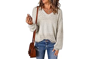 Acelitt Hint Water-Enabled Breathable Long Sleeve Crewneck Drop Shoulder Blouse