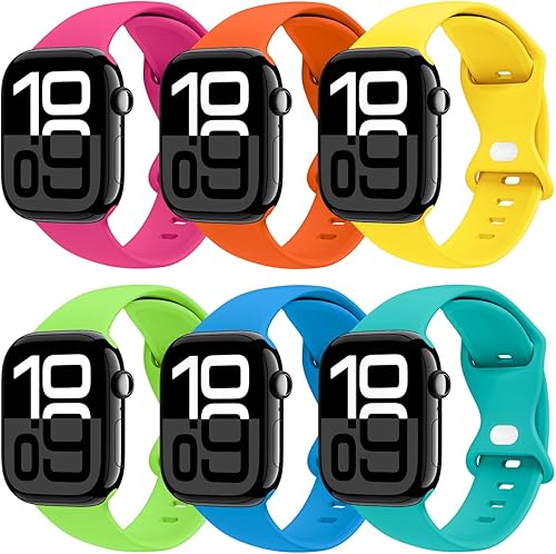 THWALK Paquete de 6 correas compatibles con Apple Watch de 1.49, 1.57, 1.65, 1.65, 1.73 y 1.73 pulgadas, correa deportiva impermeable de silicona