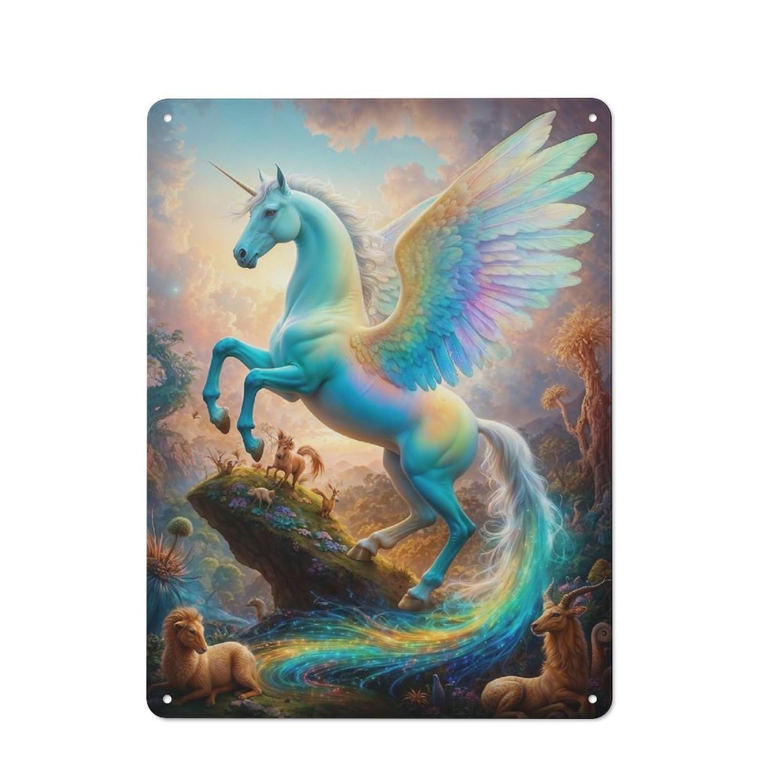 Junmoney Fantastical Pegasus Safari Metal Sign 40X30cm With For Home Bar Wall, Vintage Decor, Wall Decoration For Home Bars And Entertaining Spaces