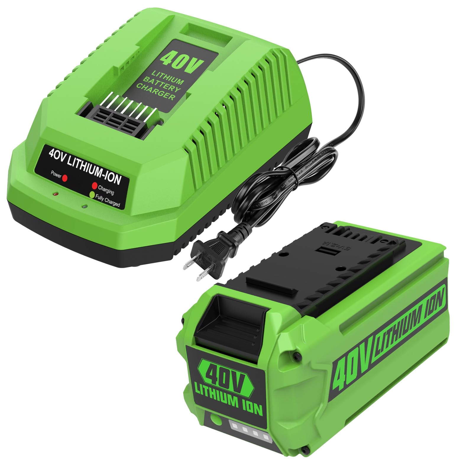 BECDXPal 6.5Ah Replacement for Greenworks 40V Battery and Charger Compatible with Greenworks Battery 40V 29472 29462 G-MAX Tools