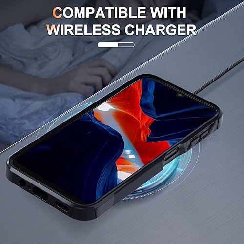 Miniatura 7 de RMOCR Funda para Samsung Galaxy A25, de cuerpo completo, resistente, a prueba de golpes, con correa de cordón, protector de pantalla de vidrio