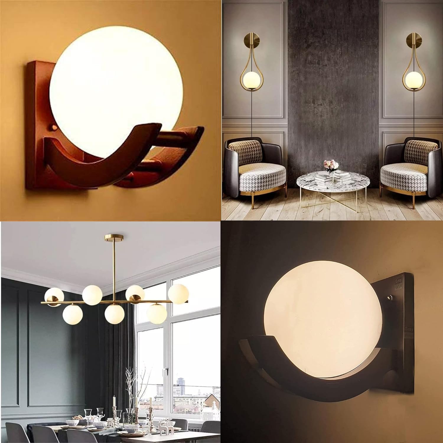 Virya Glass Shade for Modern Pendant Light Wall Lamp Globe Shape Globe Light Lamp Cover(White) 2