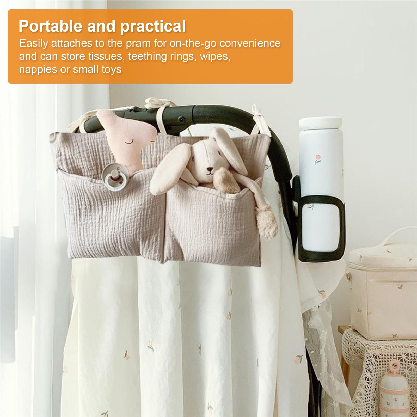 Borsa Organizer Appendibile Per Culla – 2 Tasche Porta Pannolini E Giochi, EJRUP, Facile Da Agganciare A Lettino E Passeggino