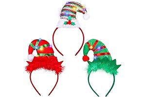 3 Pcs Light Up Elf Headbands LED Hair Bands for Women