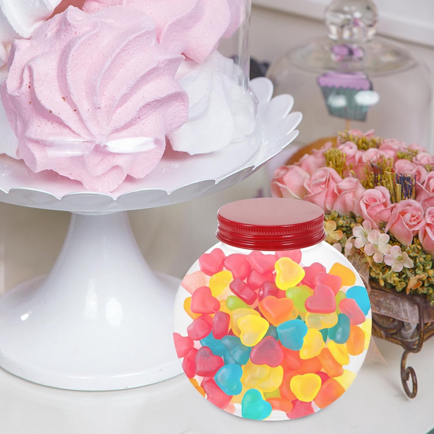 5pcs Ball Shaped Christmas Candy Jar Plastic Candy Bottle with 500ml Capacity Design and Fine Workmanship for Festival Party and Wedding