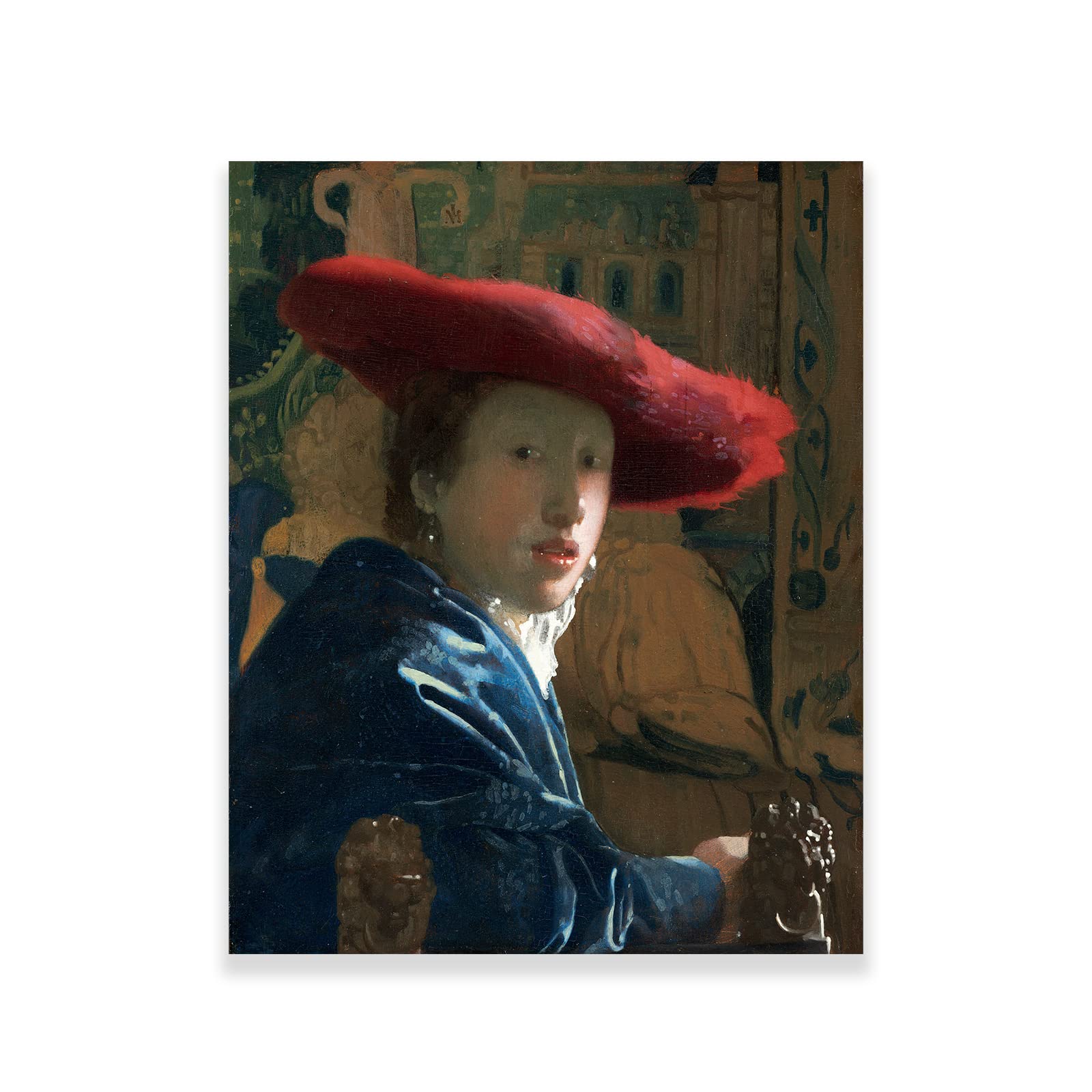 Amazon.co.jp: ヨハネス・フェルメール ウォールアート - 赤い帽子を