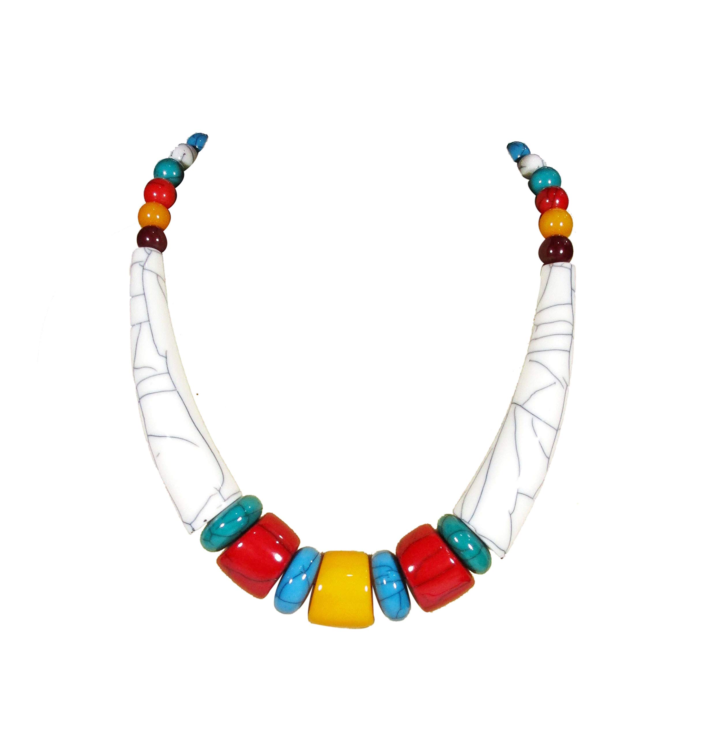 Choker Style Tibetan Naga Resin Round Flat Pipe Bead Ethnic Fashion Necklace for Girls and Women (Length 21 inch) (B092R1D7DL) Amazon Price History, Amazon Price Tracker