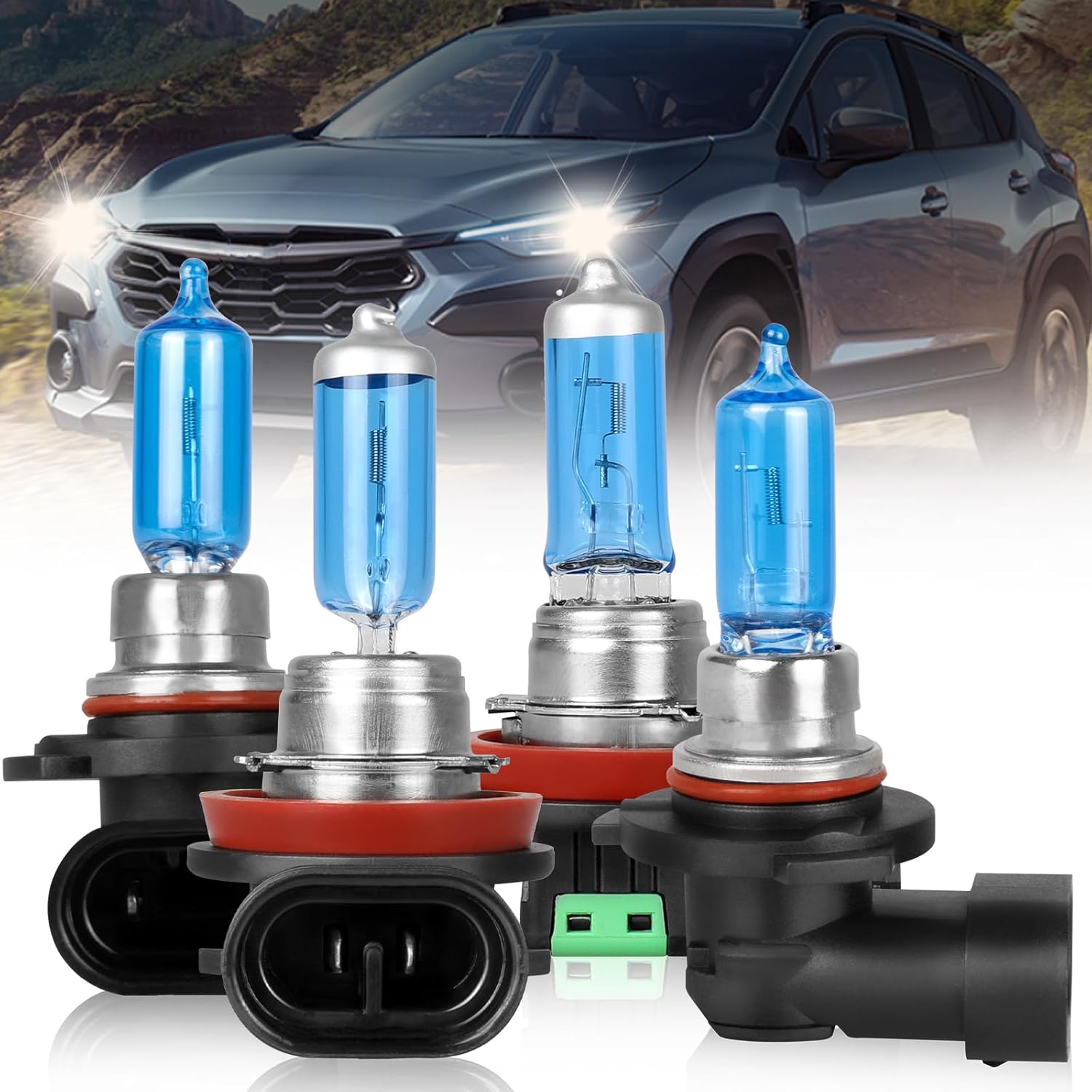 Fit 2016-2020 For Subaru Crosstrek Light Bulbs High Performance Halogen Headlight Bulbs 9005 High Beam+H11 Low Beam Combo, Super Bright Front Light Car Replacement Bulb, 4PCS