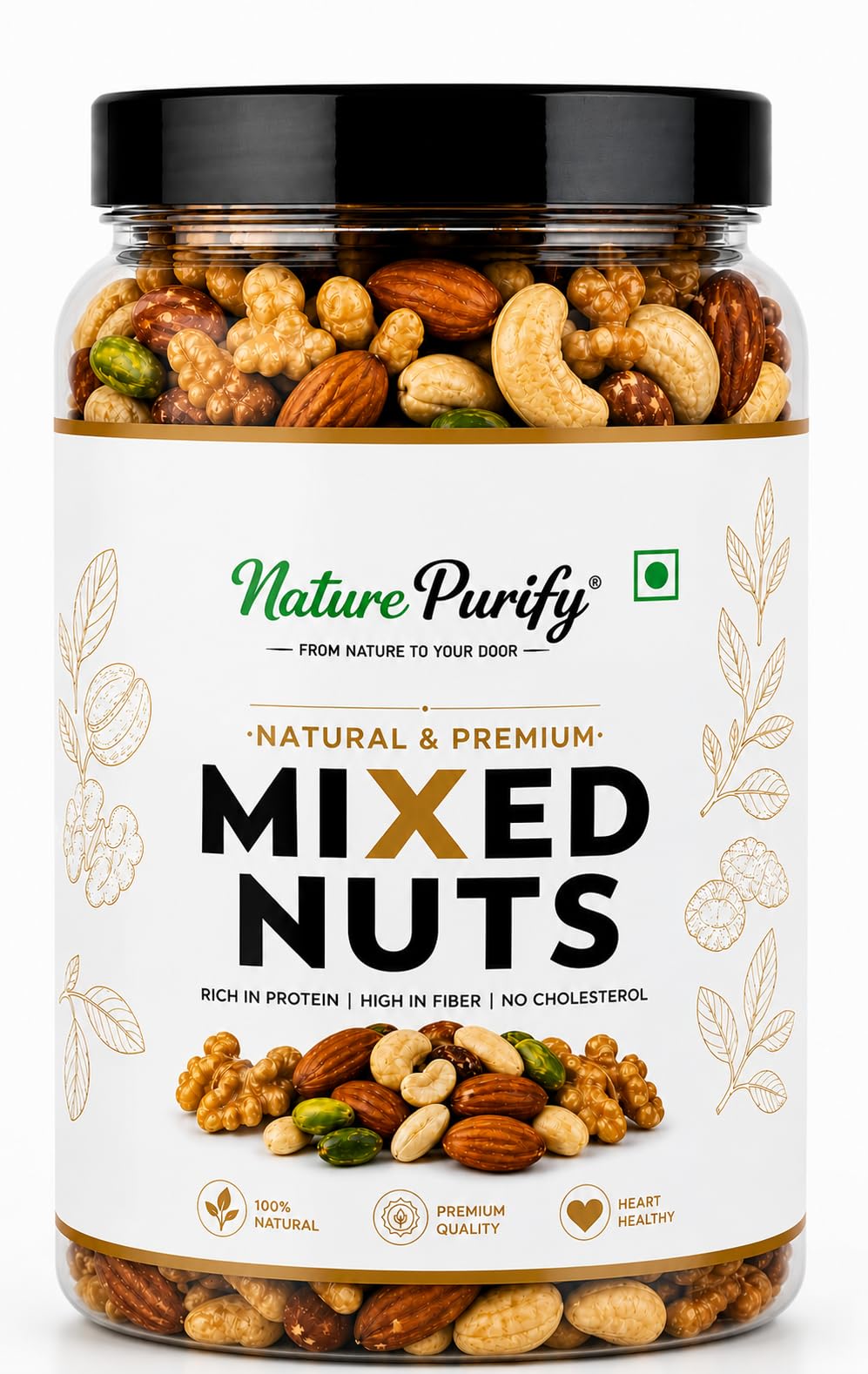 Nature Purify Premium Mix Dry Fruits 1kg | Almonds, Cashews, Kishmish, Apricot & Seeds Mix | Fresh Crunchy Nut & Fruit Pack for Snacking & Gifting | Jar Pack Of 1-image-41