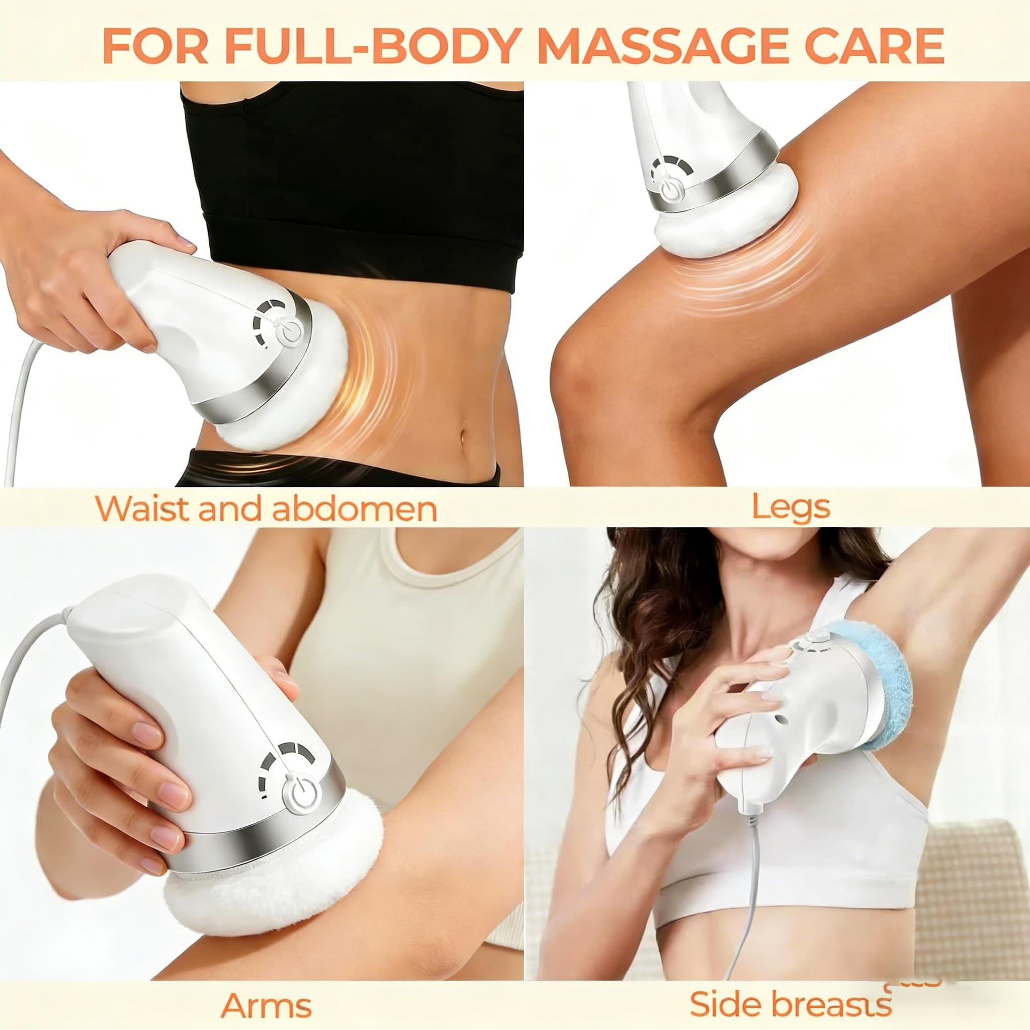 Masseur Anti Cellulite Electrique, Vibra pro Cellulite Massage avec 6 Coussinets Lavables pour Soulever, Raffermir et Lisser la Peau