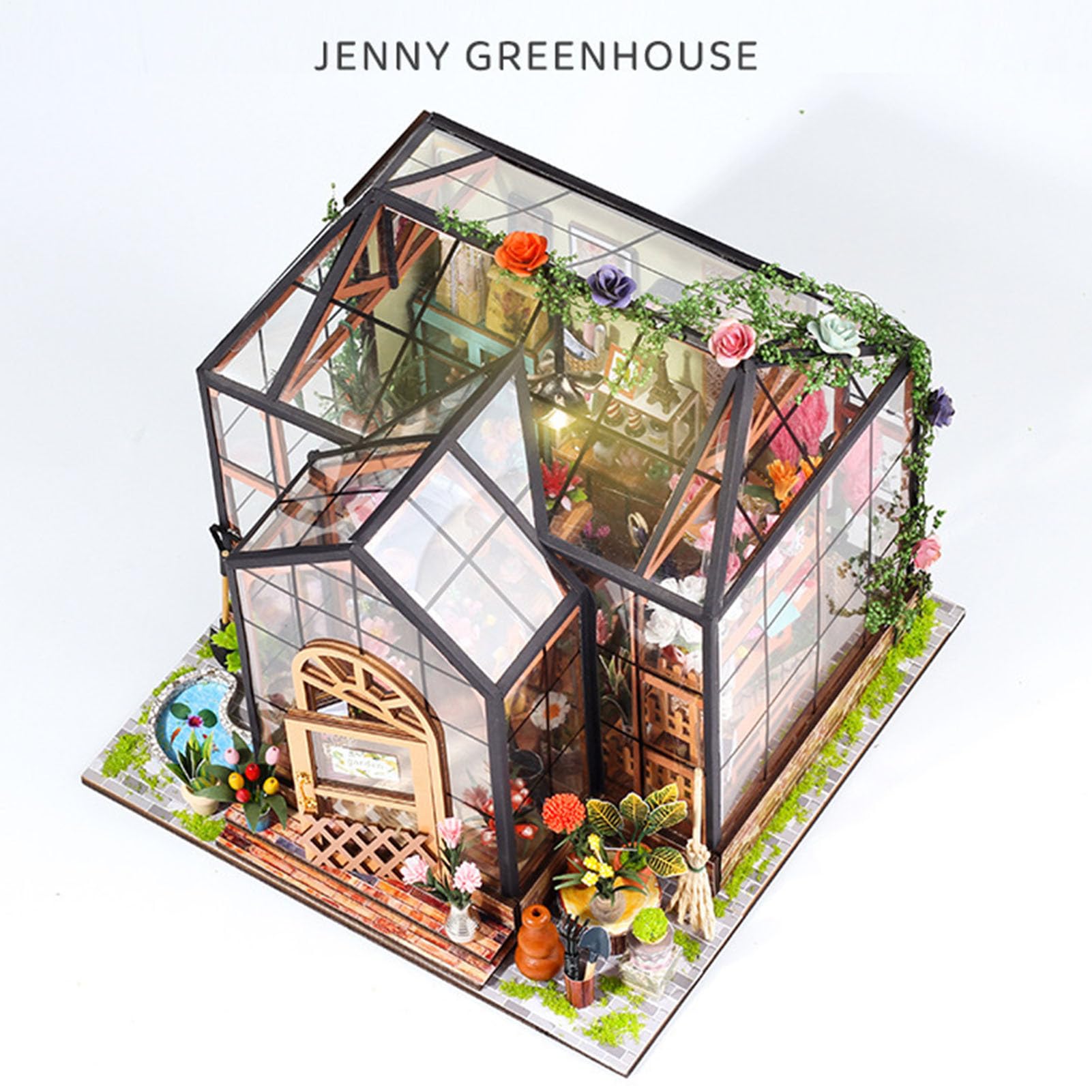 Kit Casa delle Bambole in Miniatura da Costruire DIY Miniatura Costruzione | Kit 3D Serra Domestica per Adulti e Ragazzi, Camera, Stanza, Libreria, Mensola, Scaffal