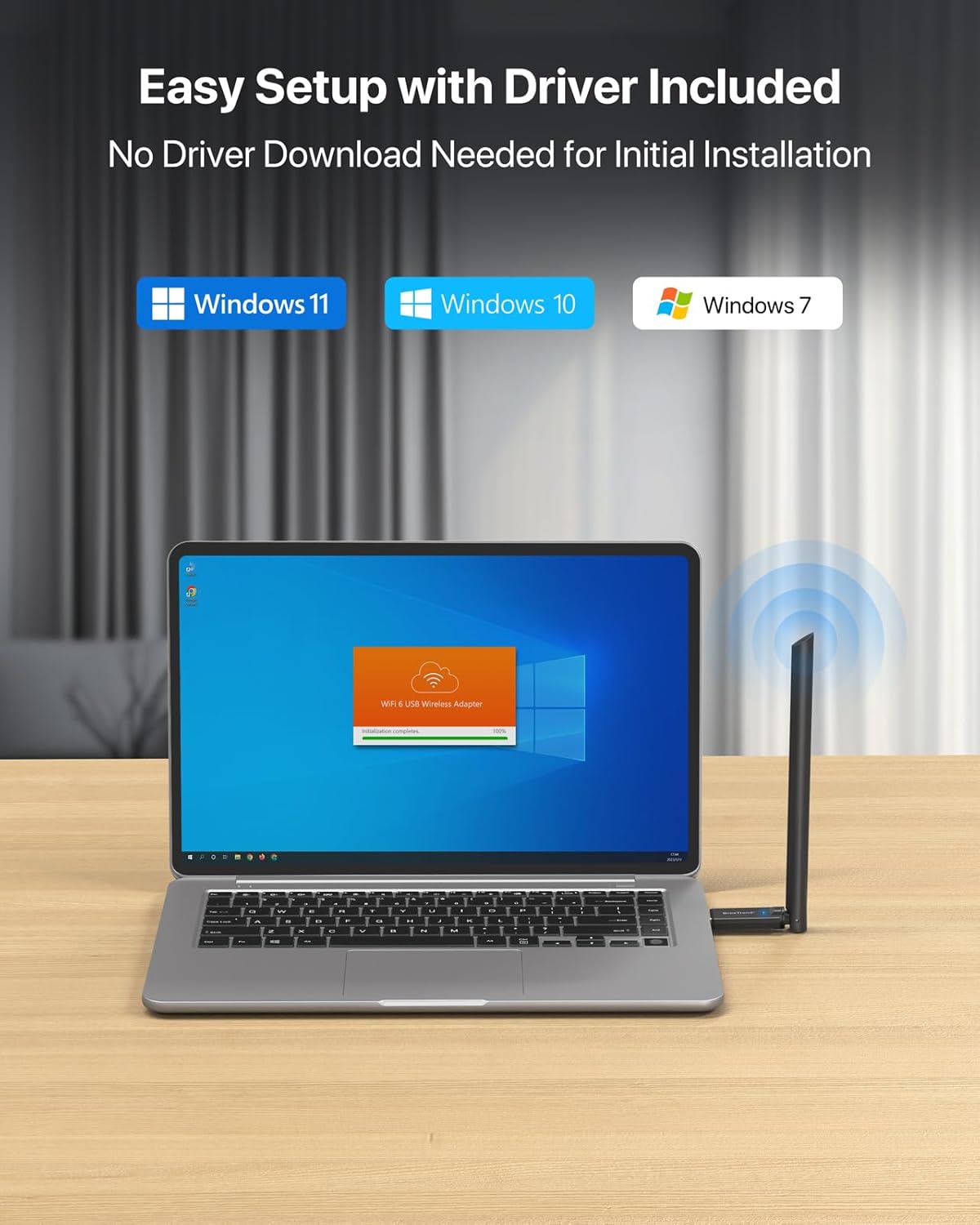 BrosTrend Long Range USB WiFi Adapter for PC, AX900 USB WiFi 6 Adapter Dual Band 5GHz 600Mbps + 2.4GHz 286Mbps, High Gain Wireless Wi-Fi Dongle w/ 6dBi Antenna for Windows 11/10/7, Easy Setup, USB2.0 - Image 6