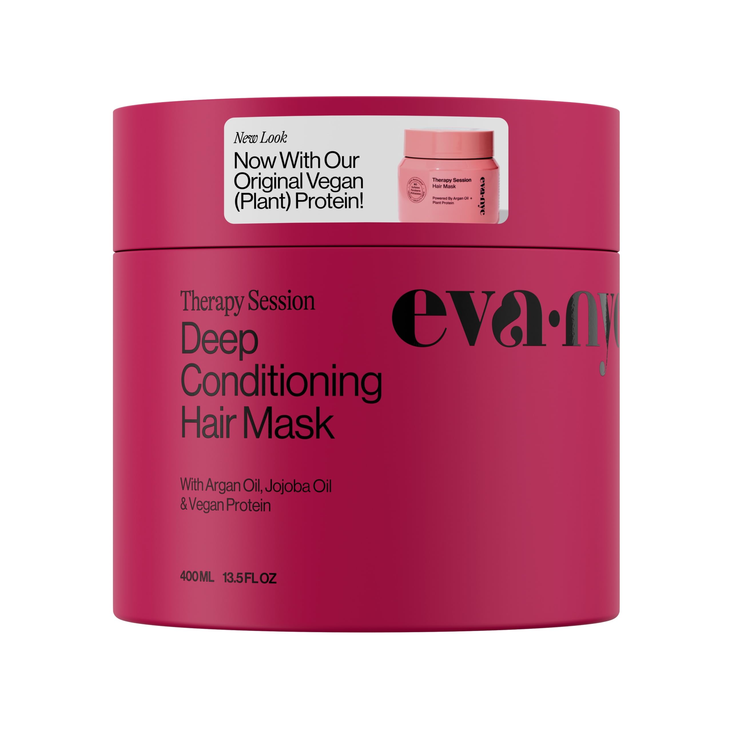 Eva NYC Therapy Session Deep Conditioning Hair Mask with Vegan Protein, Jojoba Oil + Argan Oil - Hydrate, Soften + Repair Hair Strength - Sulfate Free - Warm Vanilla Scent - 13.5 fl oz