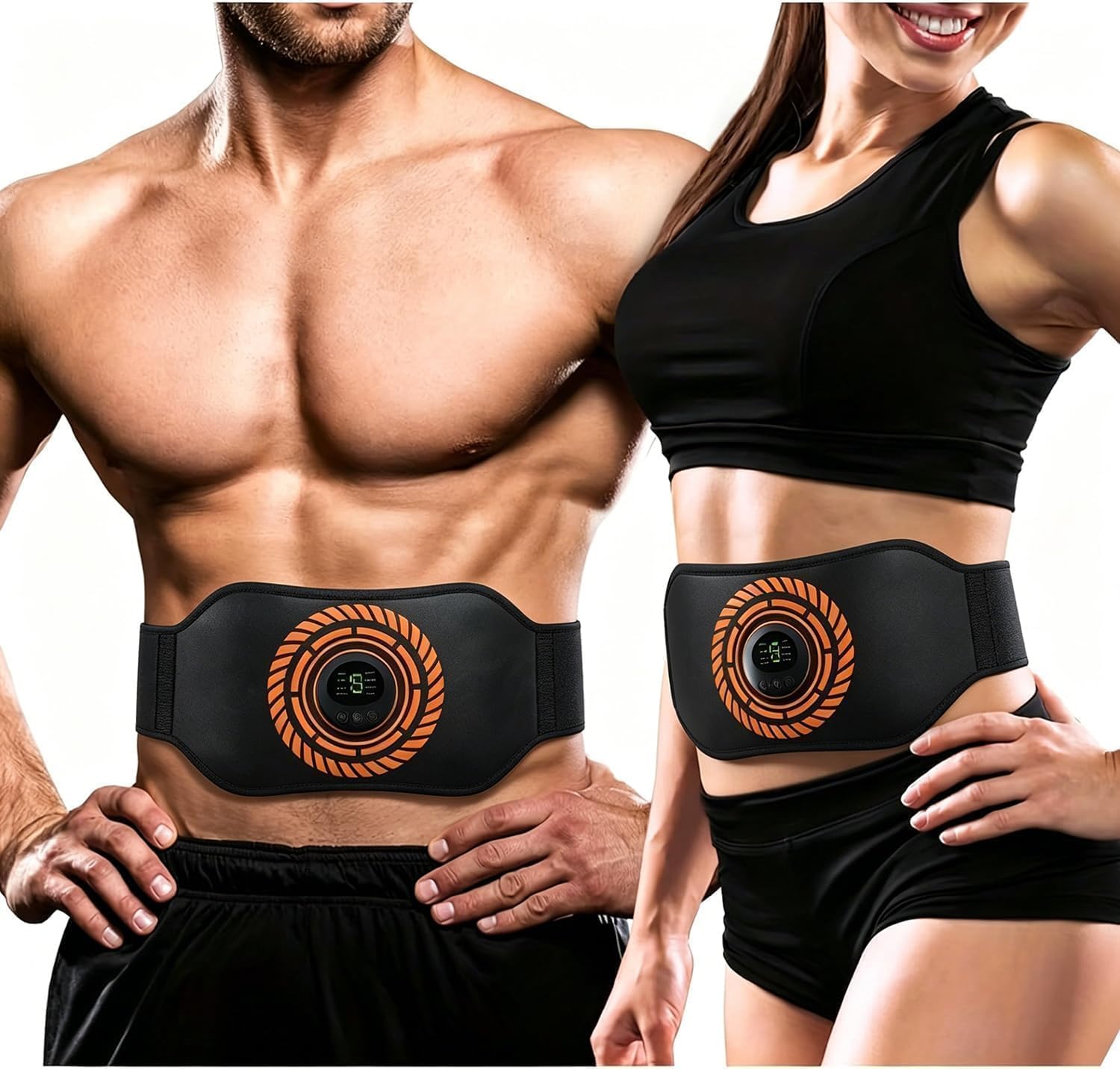ABS Trainer EMS Muscle Stimulator,Abdominal Trainer with USB Rechargeable, 19 Intensity Levels Ab Trainer Belt for Home Body Fitness Stimulator,ABS Stimulator for Women Men with Extra Extension Strap