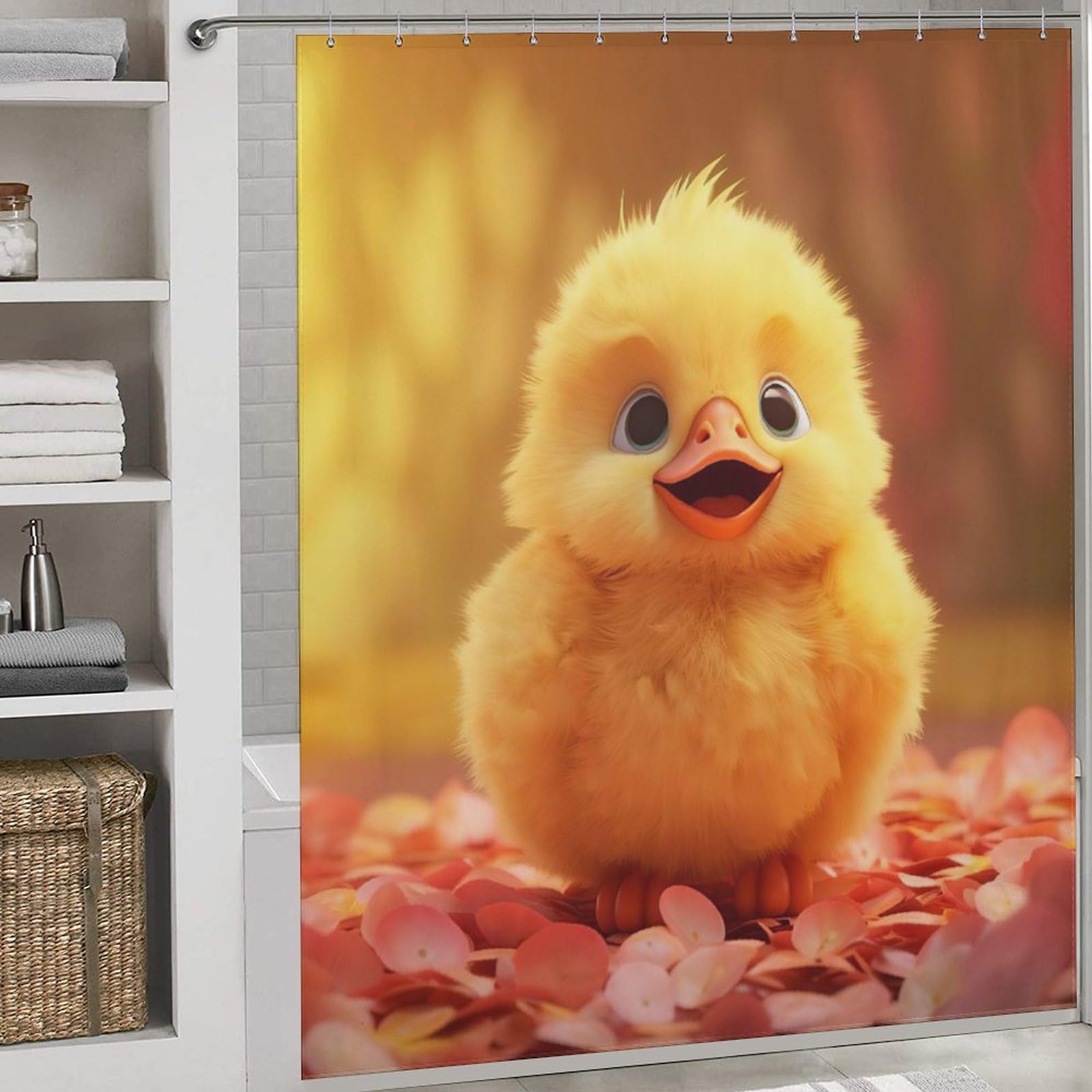 Rideau de douche canard pour le bain des enfants rideau en tissu imperméable et lavable 183cm