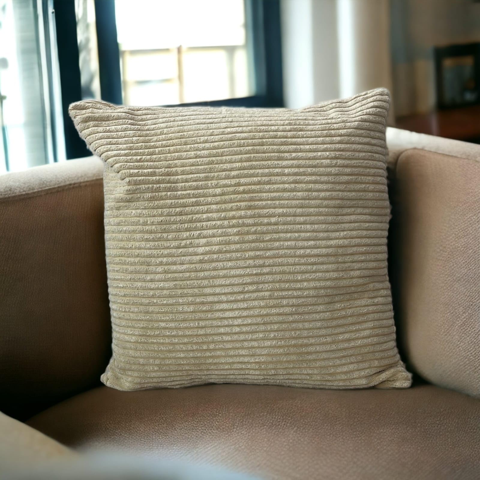Seechoo Set of 4 - Corduroy Beige Sofa Cushion Covers 45 x 45 cm Decorative Pillows, 45 x 45 cm (Pack of 4) - Image 2
