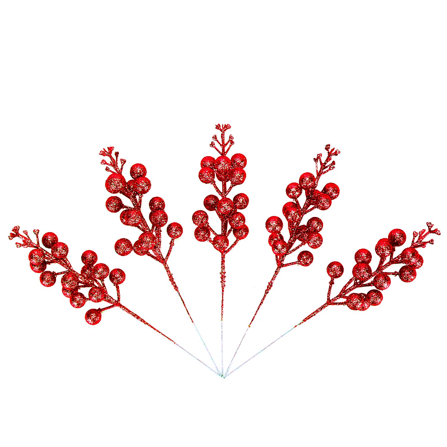 KKSTY Pack of 16 Christmas Glitter Berry Stem - Image 3