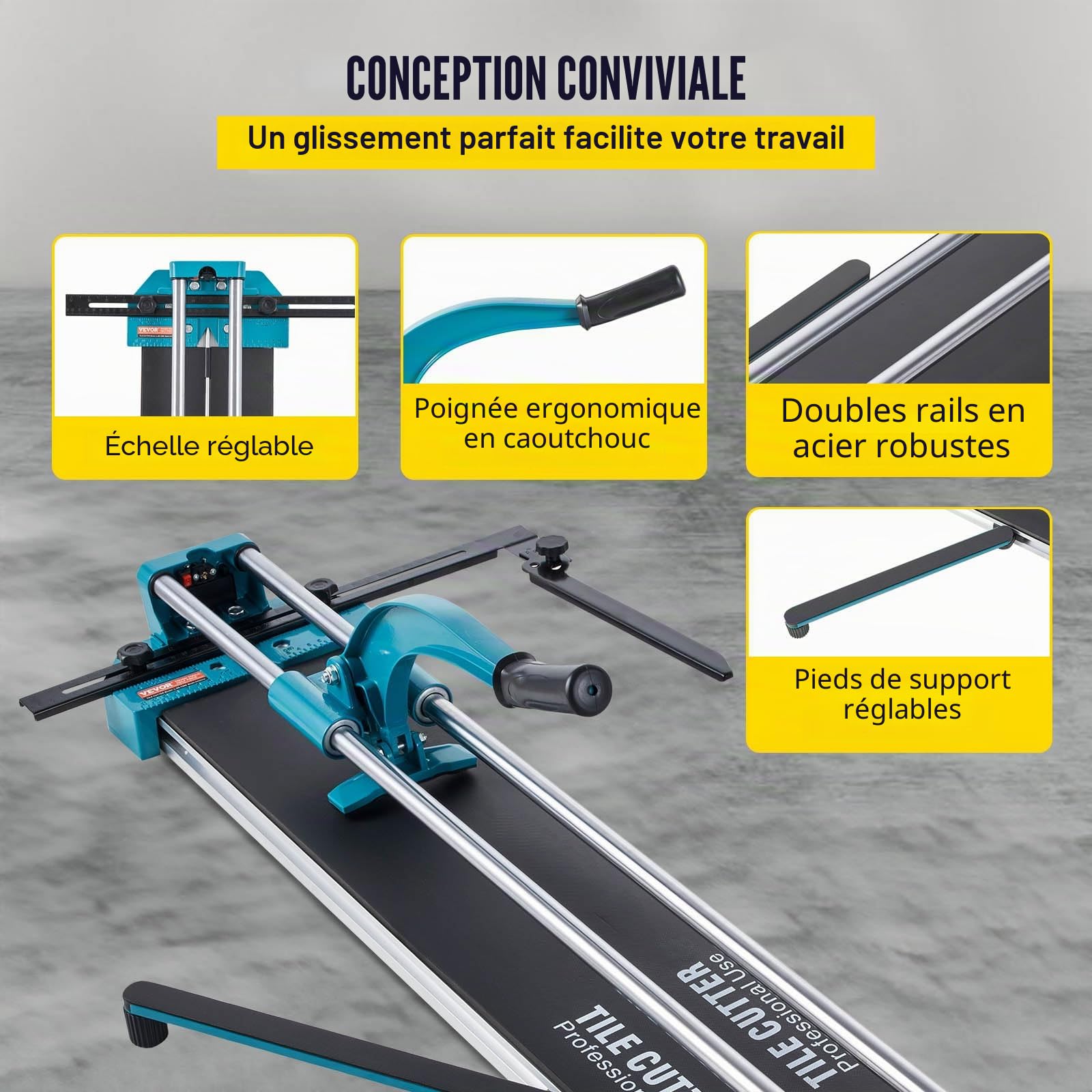 BestEquip Coupe-carreaux manuel 120cm en acier, pour couper les matériaux en pierre y compris les carreaux de sol normaux/les polis Bleu