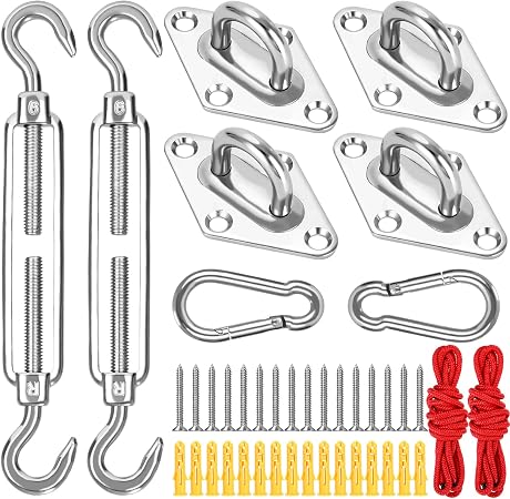 Kit De Fixation Pour Voile D'ombrage En Acier Inoxydable 304 - Parfait Pour Jardins, Terrasses Et Espaces Extérieurs