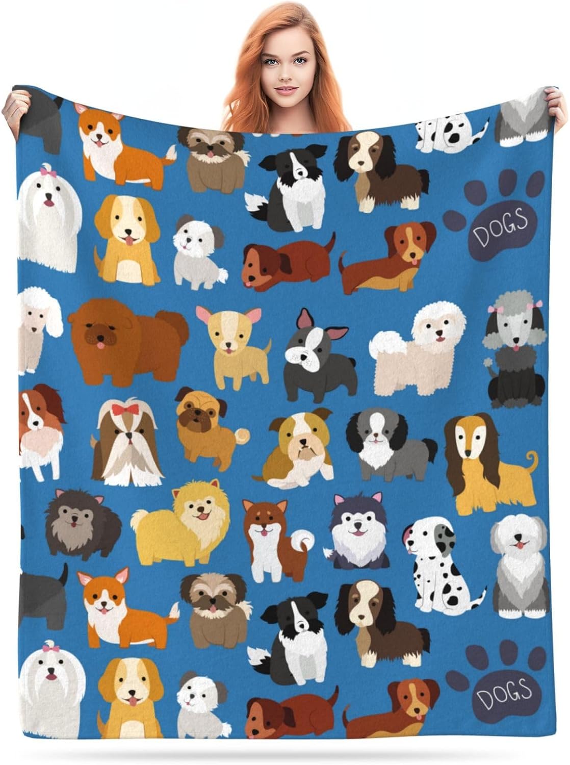 Cute Dog Puppy Blanket, Soft Blankets Flannel Bed Throw Cozy Lightweight Plush Gifts for Kids Boys Girls Women Men Sofa Couch Bedroom Living Rooms Warm All Season, Home Decor, Small 50"x40"