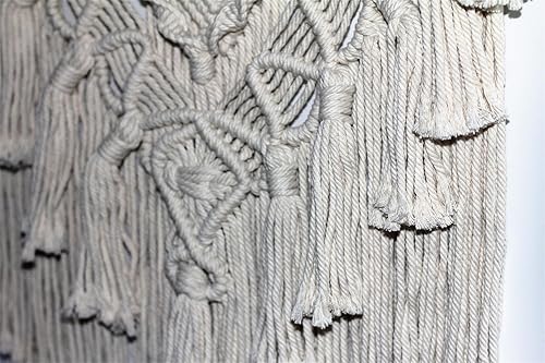 Miniatura 4 de BMIDRUT Tapiz tejido de macramé para colgar en la pared, estilo bohemio, hecho a mano, para boda, dormitorio, sala de estar, fondo de pared, 17 x 30