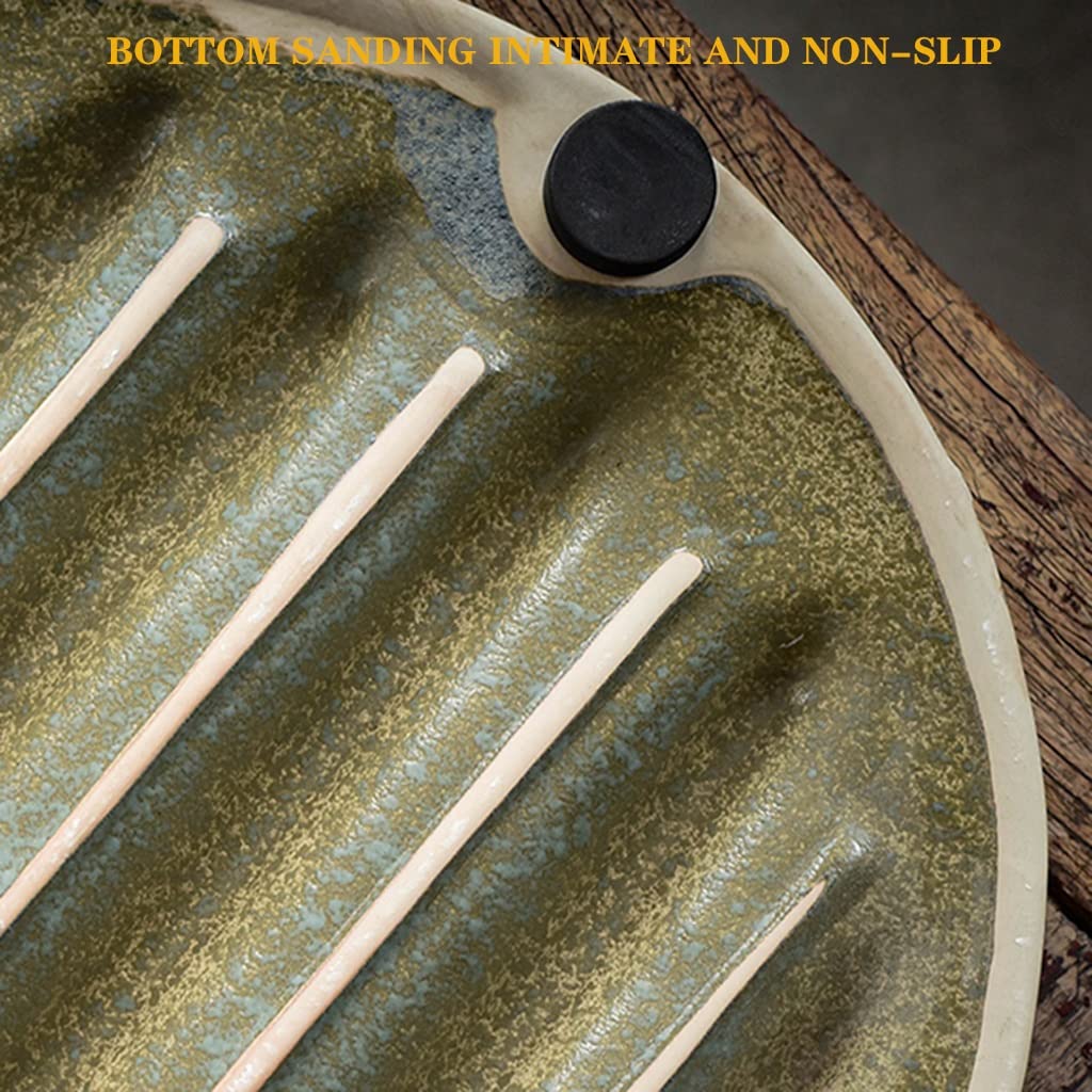 Bandeja de cerámica con Drenaje para Mesa de té Kung Fu, Ideal para almacenar Agua (Gris, 36 x 36 x 4,3 cm)