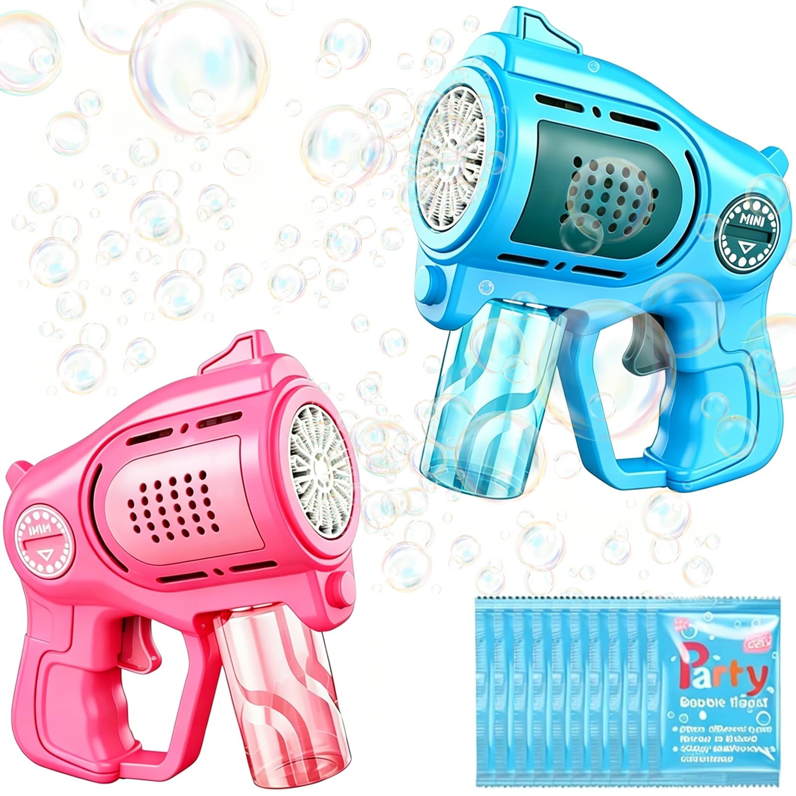 2Pcs Bubble Gun, Bubble Machine for Kids, Bubble Machine, Light Up Automatic Electric Bubble Machine Maker for 3-8 Year Olds Kids Girls Summer Outdoor Party Garden Toys Weddings Birthday Gift