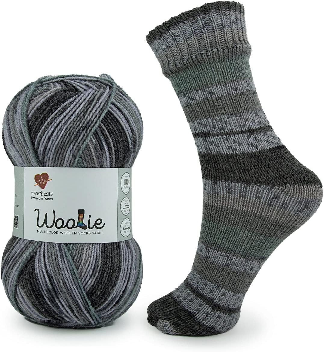 Woolie is a Perfect Multicoloured Yarn for Socks! A Premium Rich Blend of Machine Washable Wool. Pack of 2-50gm Each. Shade no - WLM07