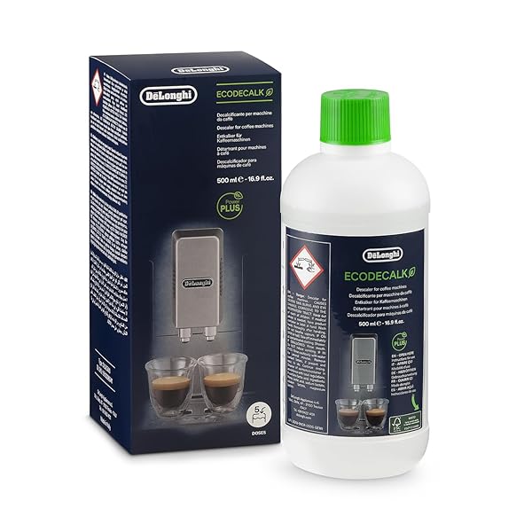 De'Longhi EcoDecalk DLSC500 Descaler, 5 Dose Descaler, Maintenance Accessory for Coffee Machine, Plant Origin Ingredients, 5 Dose Bottle, 500 ml