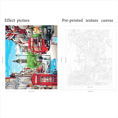 Miniatura 2 de QUITEDEW Pintura por números para adultos, kit de pintura de la torre Elizabeth por números, pintura de paisaje de calle urbana por números,