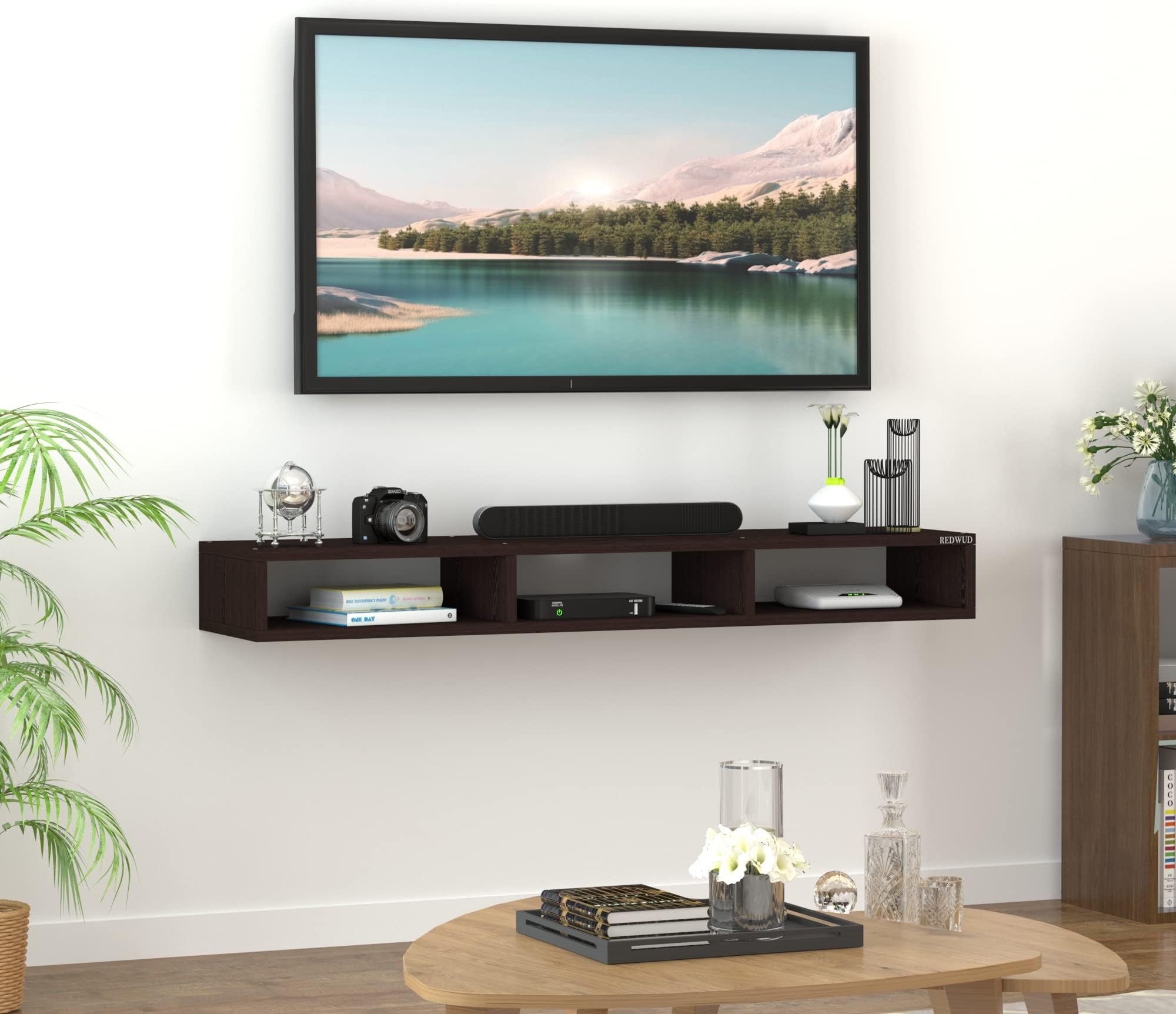 Redwud Nixon Wooden Wall TV Stand/TV Cabinet for Living Room/TV Stand (Wenge) (Ideal for 32-40 Inch)