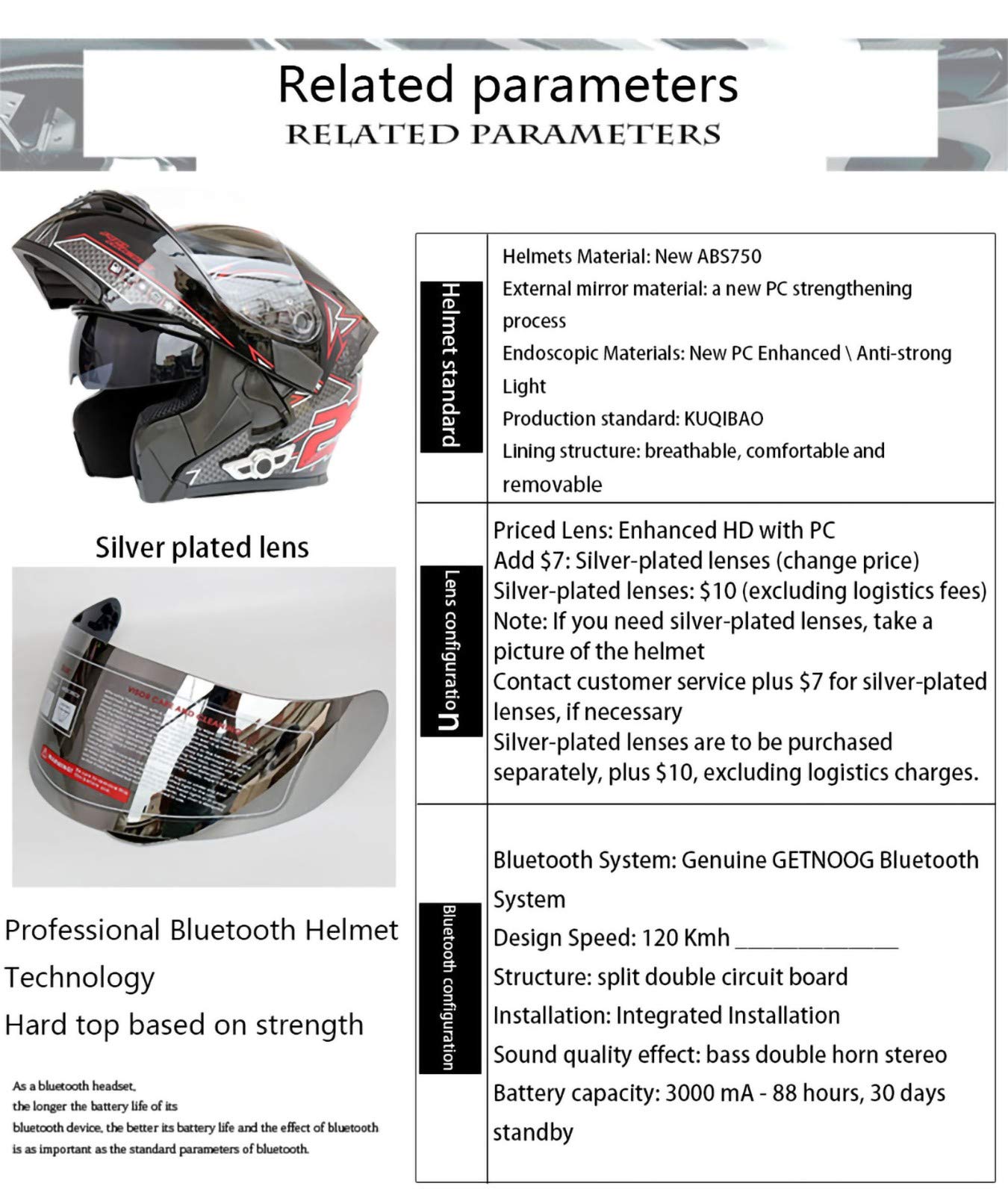Casco Bluetooth Moto Integrato, Casco Certificato DOT Casco Modulare con Doppio Visiera Parasole Integrale Sistema di Comunicazione Interfono Integrato Radio FM Mp3 Integrato O,XL 61-62CM