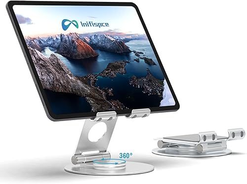 Soporte giratorio para tableta, soporte portátil de aluminio giratorio de 360 para todas las superficies de iPad de 4 a 12.9 pulgadas, Samsung,