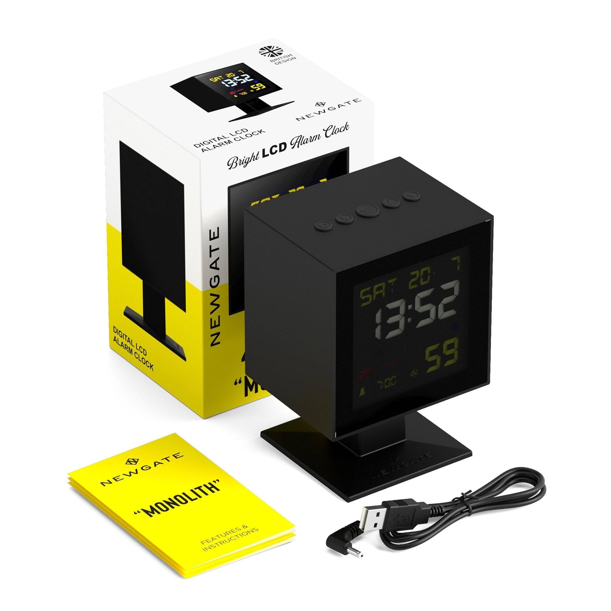 Amazon.com: NEWGATE® Monolith Alarm Clock | Retro Square Digital
