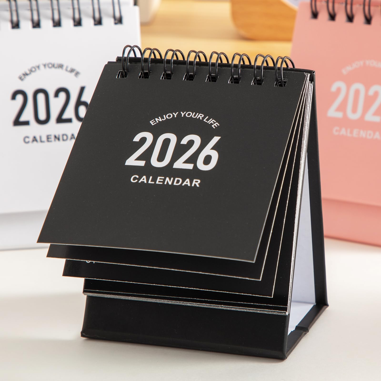 Mini kalendarz biurkowy, profesjonalny kalendarz miesięczny od lipca 2022 do grudnia 2023, metalowy pierścień, podwójny drut, kalendarz na biurko z naklejkami, do domu, biura, szkoły (mini czarny)